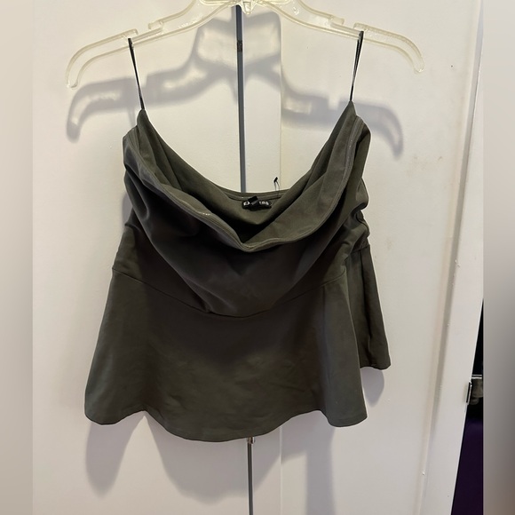 Express Olive Green Peplum Tube Top 🫒 - Picture 1 of 6